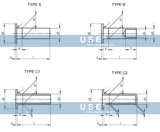 DIN-Fasteners/DIN 7338 - Brake and Clutch Linings Rivets